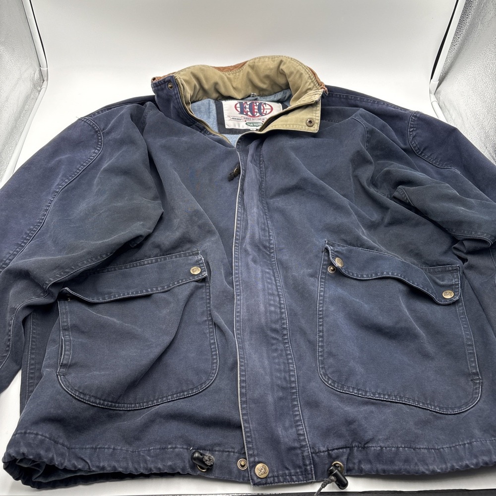 Environmental Concept Clothing Mens Coat Size Large Hidden Hoodie Blue Zip Up